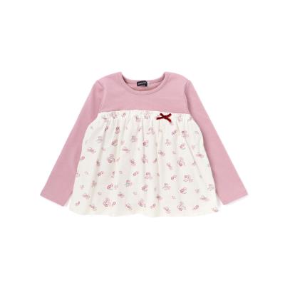 【お揃い】シャツコールGirlyフラワープリントドッキングプルオーバー(80~140cm)