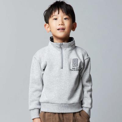 裏起毛チェック切り替えハーフジップトレーナー(90~150cm)