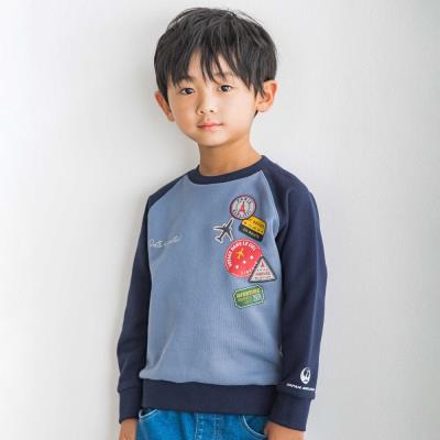 【JALコラボ】ラグラン配色ワッペントレーナー(100~130cm)