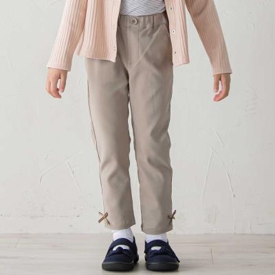 ストレッチツイル裾リボンスリムロングパンツ(90~160cm)