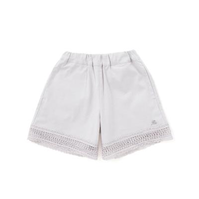 スラブオックス裾レースショートパンツ(90~150cm)(90cm グレー