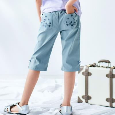 487☆cheza様リクエスト分☆ペグパンツ☆総丈90cm フラワー刺しゅうポケットストレッチウェザーカプリパンツ(90