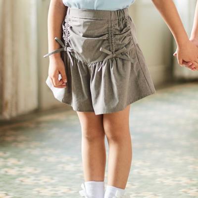 ドロストギャザーシャンブレーキュロットパンツ(90~150cm)