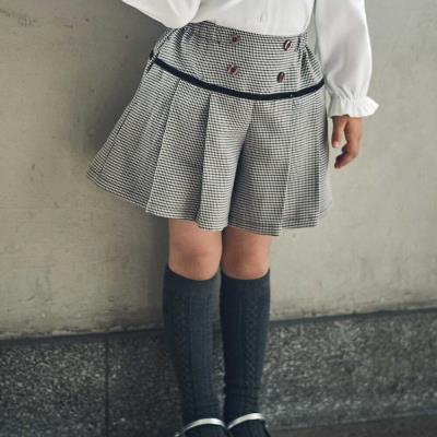 【お揃い】千鳥格子切り替えプリーツショートパンツ(90~160cm)
