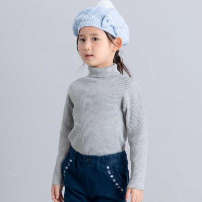 ワンポイント刺しゅうリブタートルネックニット(90~150cm)