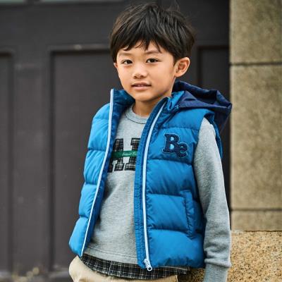 フード付き配色ダウンベスト(90~150cm)