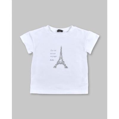 エッフェル塔 ハート グリッター プリント Tシャツ (90~150cm)(90cm