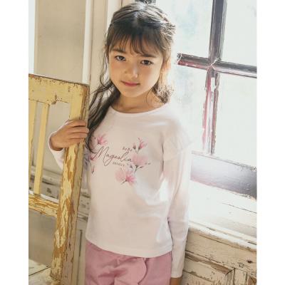 マニョリア プリント フリル Tシャツ (80~150cm)(80cm ホワイト