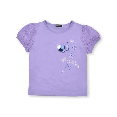 tシャツ Baby flowers パフスリーブtee レディース セール】 天竺花柄プリントパフスリーブTシャツ(70~90cm