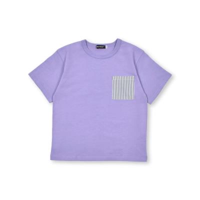 お揃い】チェックポケット付きTシャツ(80~150cm)(80cm パープル
