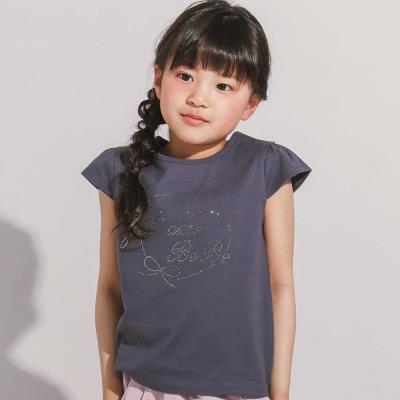 ラインストーンハートロゴ天竺キャップスリーブTシャツ(100~160cm)