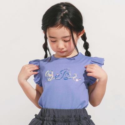 オーロラスパンコールロゴフリル袖Tシャツ(100~160cm)(100cm オーロラスパンコールロゴフリル袖Tシャツ(100~160cm)(100cm