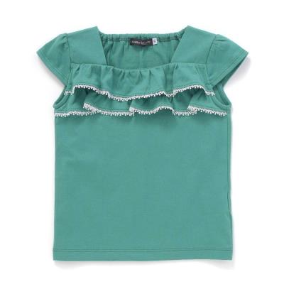 キャップスリーブスクエアネックフリルTシャツ(90~150cm)