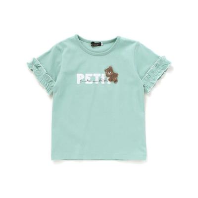 サガラ刺しゅうのっかりクマロゴフリル半袖Tシャツ(80~150cm)