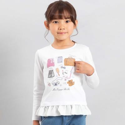 旅の持ち物モチーフ裾シフォンフリル長袖Tシャツ(90~150cm)