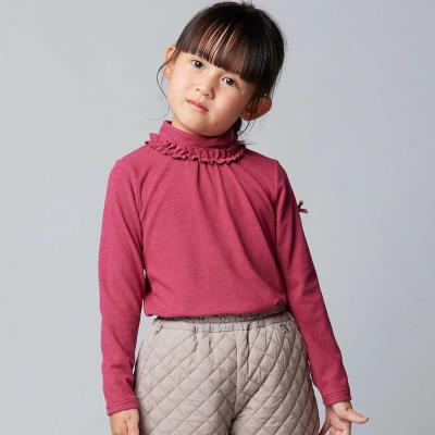 【日本製】ミップスウェードフリルハイネックTシャツ(80~150cm)