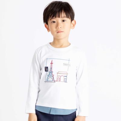 エッフェル塔プリントレイヤード風スムース長袖Tシャツ(90~150cm)