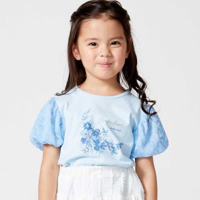 ジャルダンフルーリプリントレースバルーンスリーブ天竺Tシャツ(80~150cm)