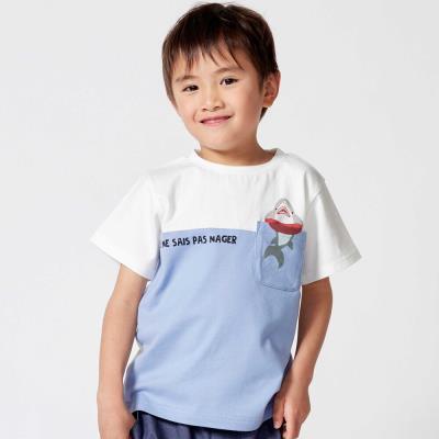【抗菌・防臭】バイカラー海の生き物ポケット天竺半袖Tシャツ(90~130cm)