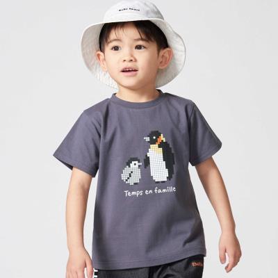 【抗菌・防臭】ペンギンブロックシリコンプリント天竺半袖Tシャツ(90~130cm)