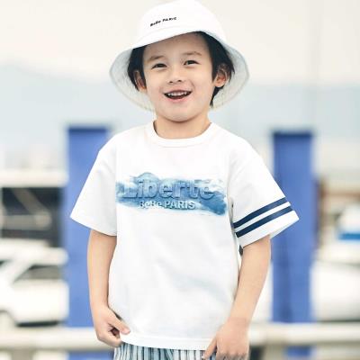 エンボス加工Liberteロゴプリント天竺半袖Tシャツ(90~160cm)