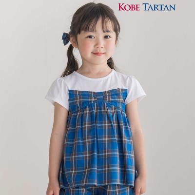 【お揃い】【神戸タータン×BeBe】チェックビスチェドッキング半袖Tシャツ(90~150cm)