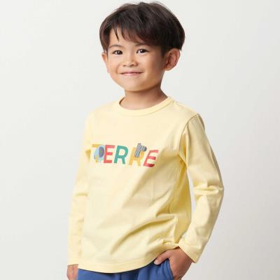 【抗菌・防臭】TERREアニマルロゴプリント天竺長袖Tシャツ(90~130cm)