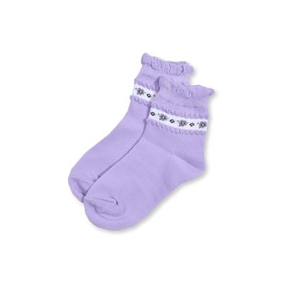 フラワー ジャガード ライン クルー ソックス (11~24cm)