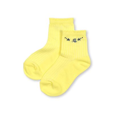 ロゴ刺しゅう透かし編みクルーソックス(13~24cm)