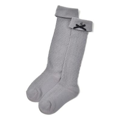 折り返しケーブル編みハイソックス(13~24cm)(13-15cm グレー