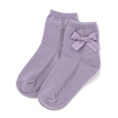 リボンモチーフケーブルラインクルーソックス(11~24cm)