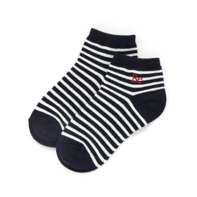 【抗菌防臭】ロゴ刺しゅうボーダーアンクルソックス(11~24cm)