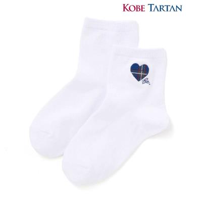 【神戸タータン×BeBe】チェックハート刺しゅうクルーソックス(11~24cm)