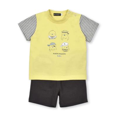 ひよこ水兵プリント切り替えTシャツ+パンツセット(80~90cm)(80cm
