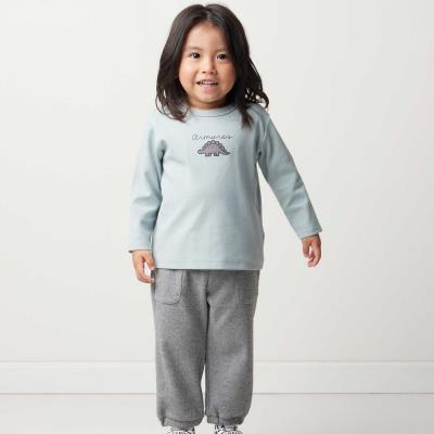 恐竜刺しゅうスムース長袖Tシャツ+ムラ染めジョガーパンツ セット(80~90cm)