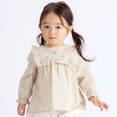 スクエアフリルお花刺しゅう長袖フレアブラウス(80~100cm)