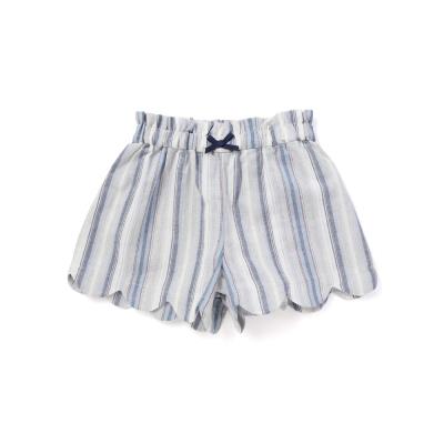 【お揃い】リネン調マルチストライプスカラップキュロットパンツ(80~100cm)