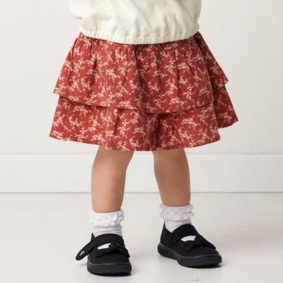 【お揃い】ネル起毛小花柄フリルキュロットパンツ(80~90cm)