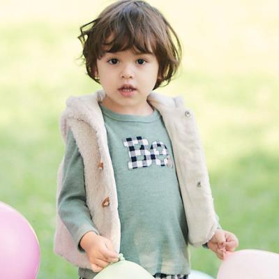 Beパッチ刺しゅうスムース長袖Tシャツ(80~100cm)