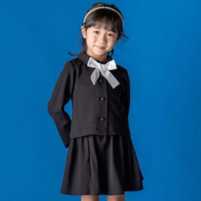 【お揃い】リボン付きチェック無地フォーマルスーツ上下セット(110~130cm)