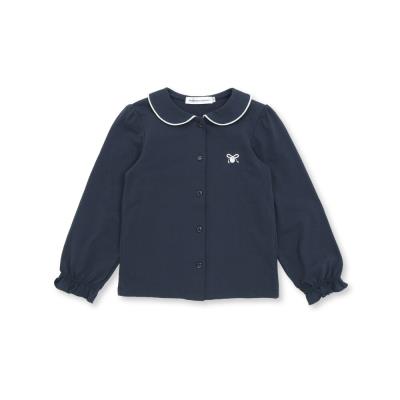 丸襟パイピング天竺長袖ブラウス(95~150cm)