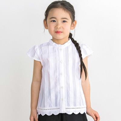 【限定商品】立体ストライプ裾スカラップブラウス(95～150cm)