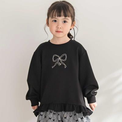 ヒスミニ 刺繍 テディ 裏起毛 トレーナー 90cm ブラック HYSTERIC MINI（ヒステリックミニ）の「TEDDY MINI サガラ刺繍