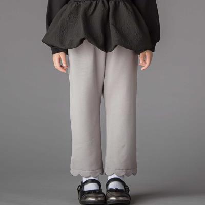 【限定商品】裏起毛ポンチ裾スカラップロングパンツ(95~150cm)