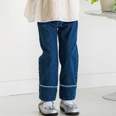 【限定商品】レースストレッチデニムロングパンツ(95～150cm)