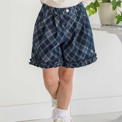 【限定商品】チェック柄デニムキュロットパンツ(95~150cm)