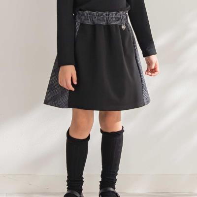 BeBe Petits Pois Vert チェックジャガード切り替えスカート（グレー）商品画像