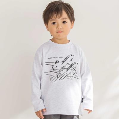 限定商品】飛行機発泡プリント天竺長袖Tシャツ(95~150cm