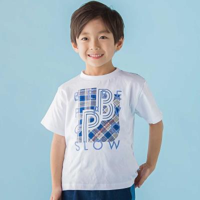 【限定商品】天竺チェックロゴプリント半袖Tシャツ(95～150cm)