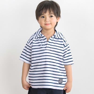 【限定商品】ボーダーデザイン パイルポロシャツ(100～150cm)